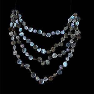 Handmade Multi-Strand Abalone Shell Statement Necklace in Iridescent Brown